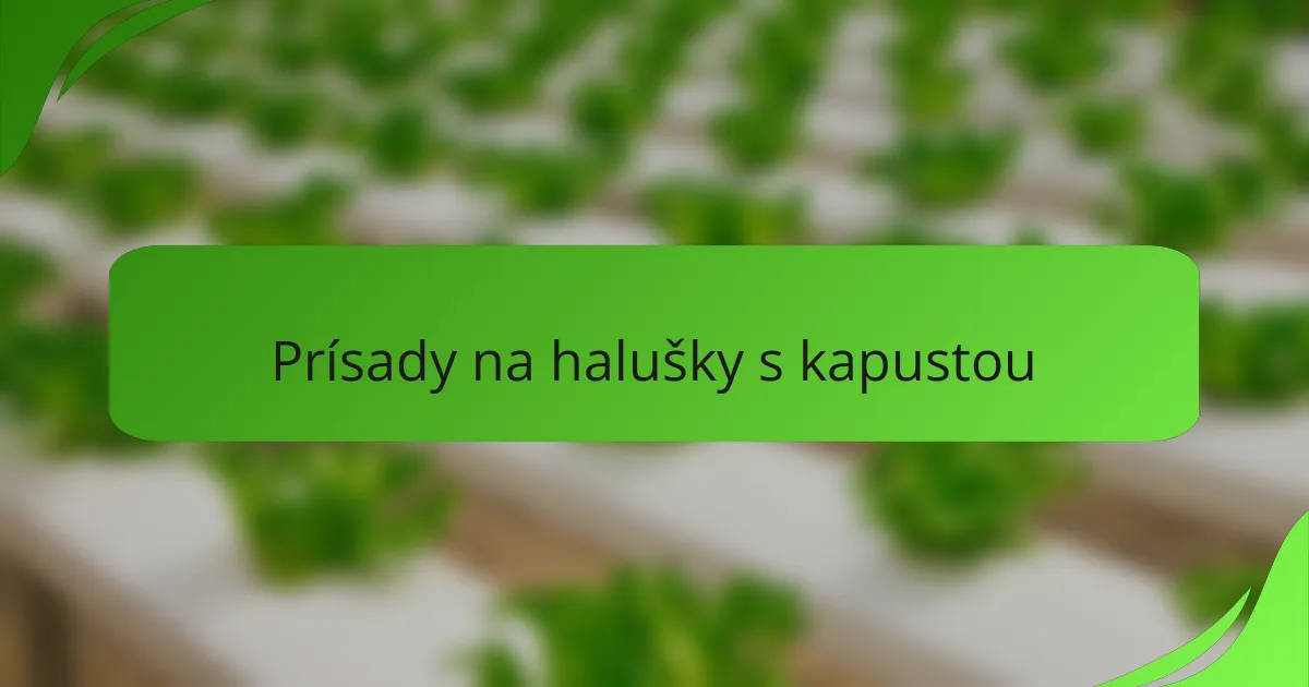 Prísady na halušky s kapustou