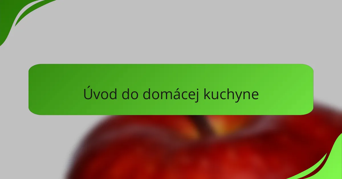 Úvod do domácej kuchyne